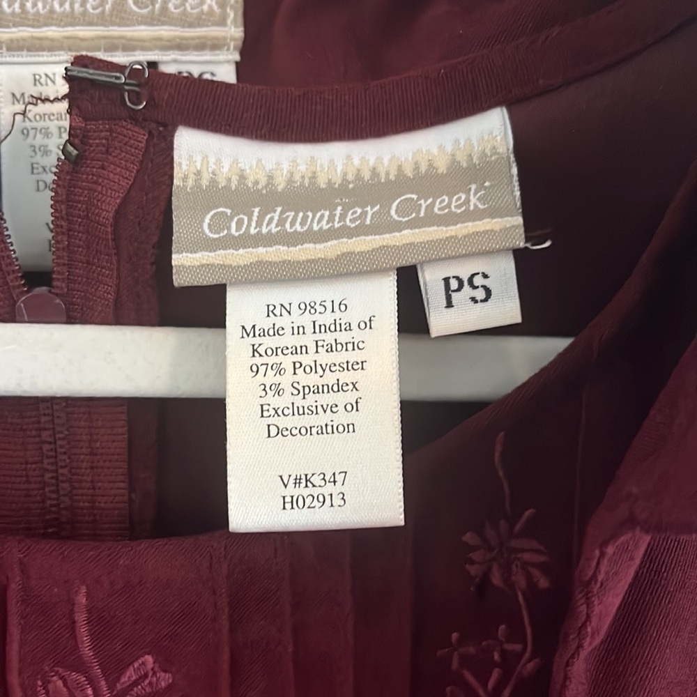 Vintage Coldwater Creek Two Piece Set Dress Jacket Floral Burgundy S 90s cottage - Picture 5 of 10